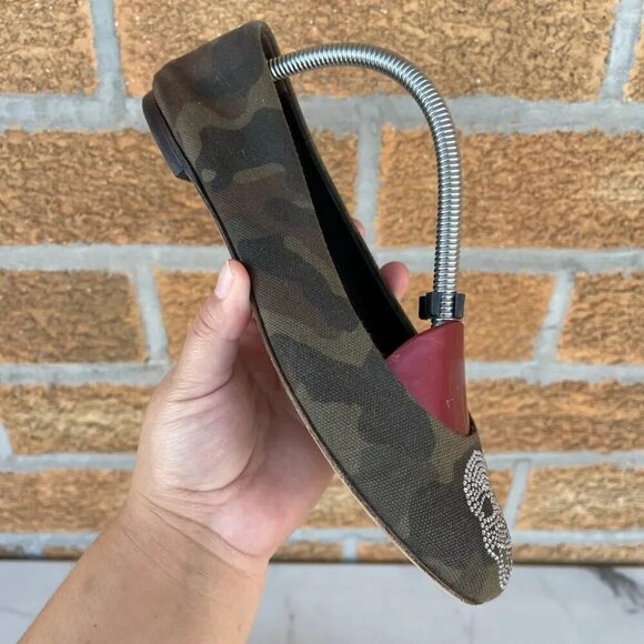 Giuseppe Zanotti Camo Canvas Crystals Skulls Flats Sz 6.5 - Picture 8 of 9